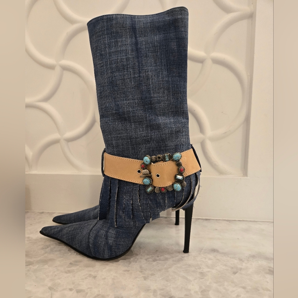 Le Silla Denim Boots Sz 5.5